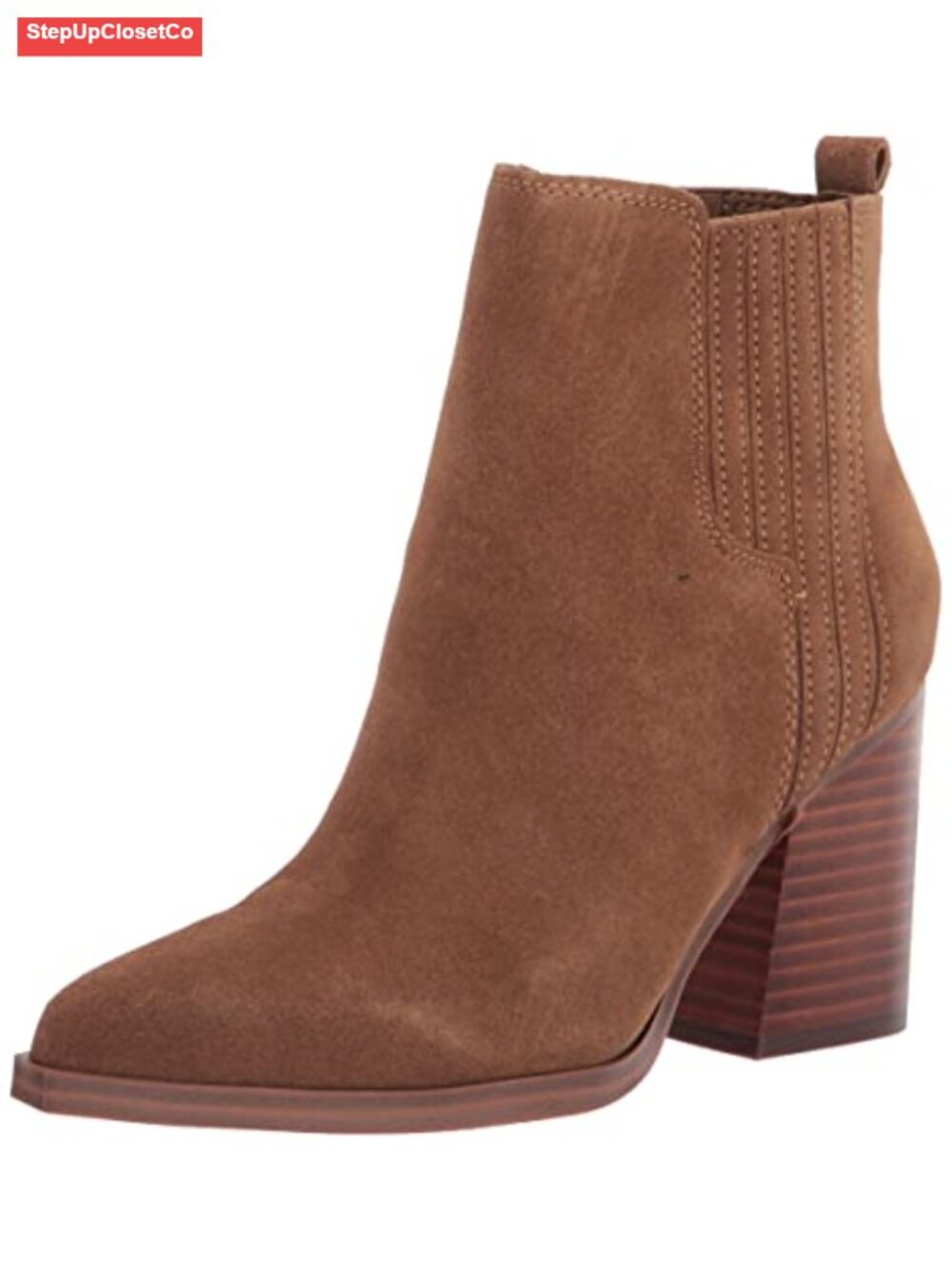 Stacked Heel Western Chelsea Bootie in Suede
